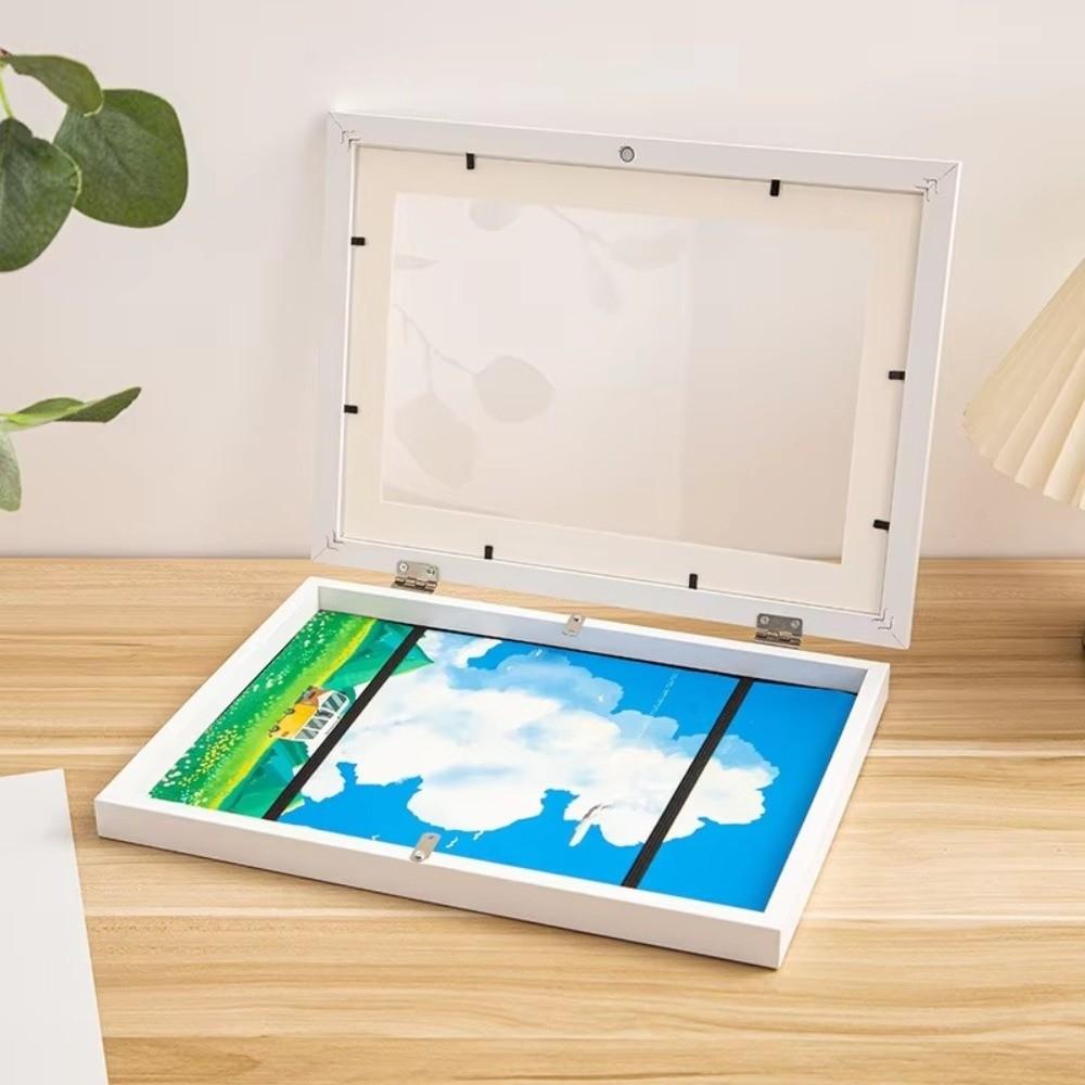 Multi-functional Wooden Picture Frame Wall Mount Magnetic Closure Flip Photo Frame Rectangle Changeable Decorative Frame Office