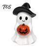 Resin Desktop Ornament Halloween Ghost Figurine, Cute Holding Pumpkin Unique Seasonal Statue for Desk Tabletop Indoor Home Decor Decoration
