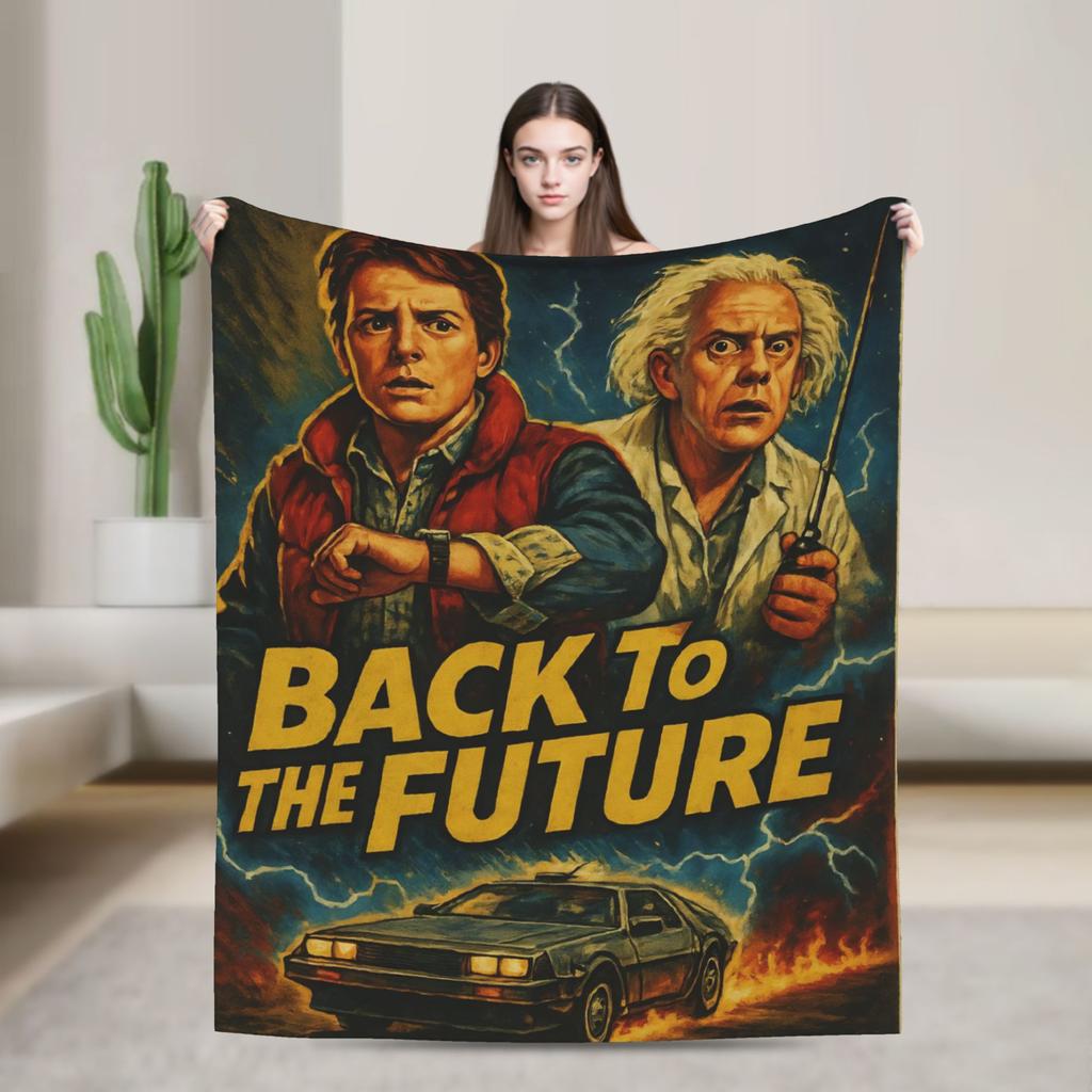 Back To The Future Blankets  Travel Office Flannel Throw Blanket For Couch Bed Warm Soft Custom Quality Bedspread