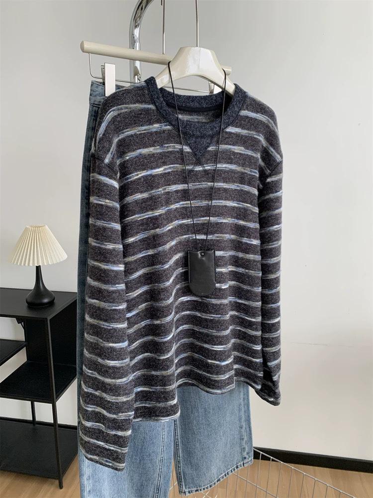 Plus Size Women's Versatile Warm Stripe Hoodie for Fall/Winter