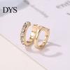 Ear Clips 1Pc Cuff C Shaped Shiny Copper Earrings Double Layer Rhinestone for Women Clip on
