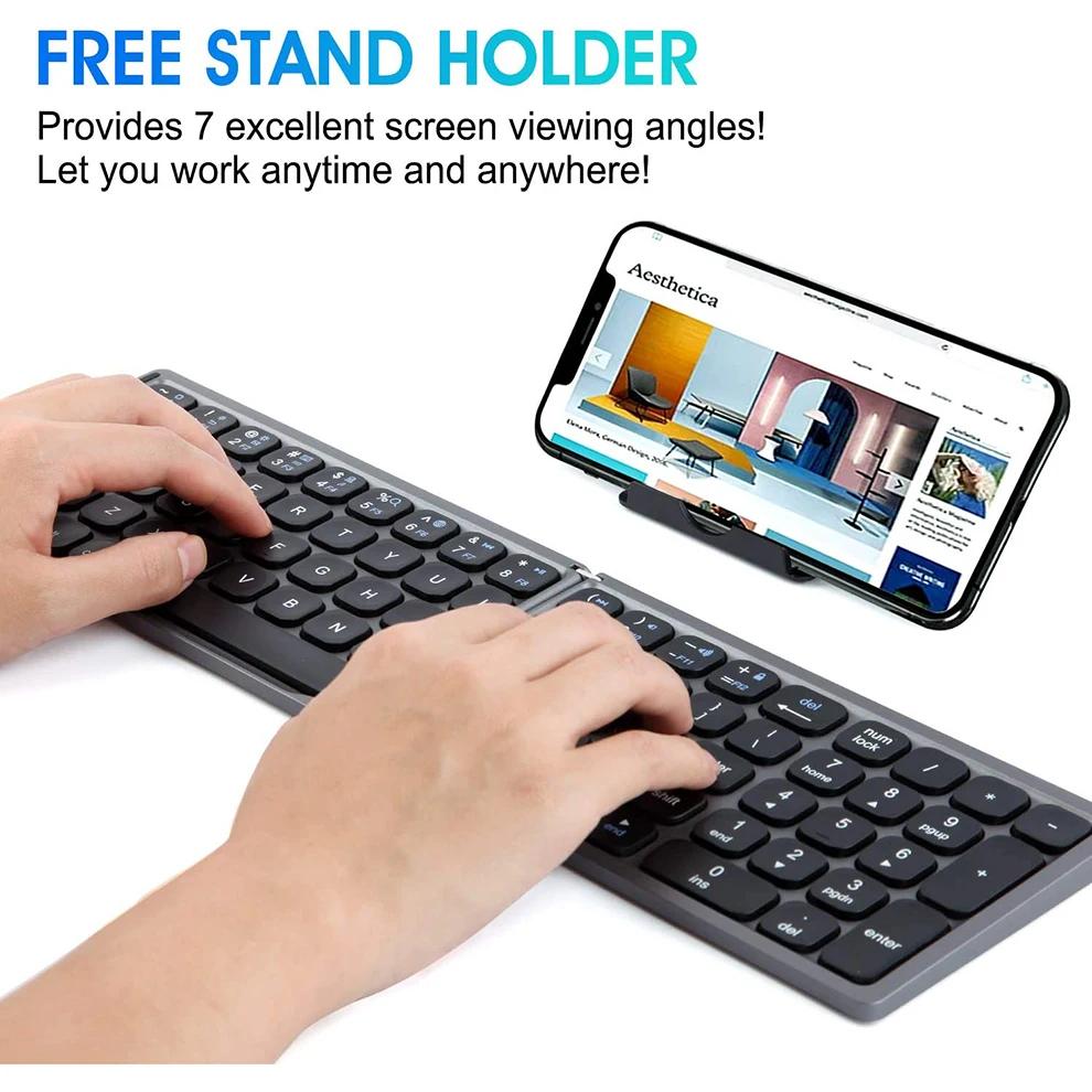 Bærbart Sammenleggbart Bluetooth-tastatur med Numerisk Tastatur Full Størrelse Bærbart Trådløst Tastatur Oppladbart Lomme Sammenleggbart Tastatur