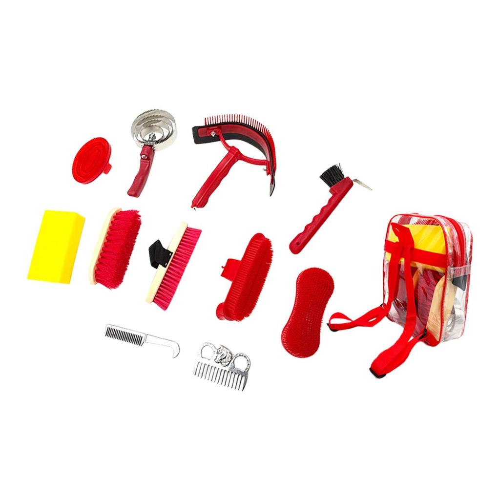 11Pcs Horse Grooming Kit,Horse Tack Brush Set Sweat Scrape Cleaning Tools Horses Care Supplies for