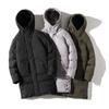Men's Winter Hooded Mid-length Cotton-padded Jacket - Thick, Loose-fit Outerwear.