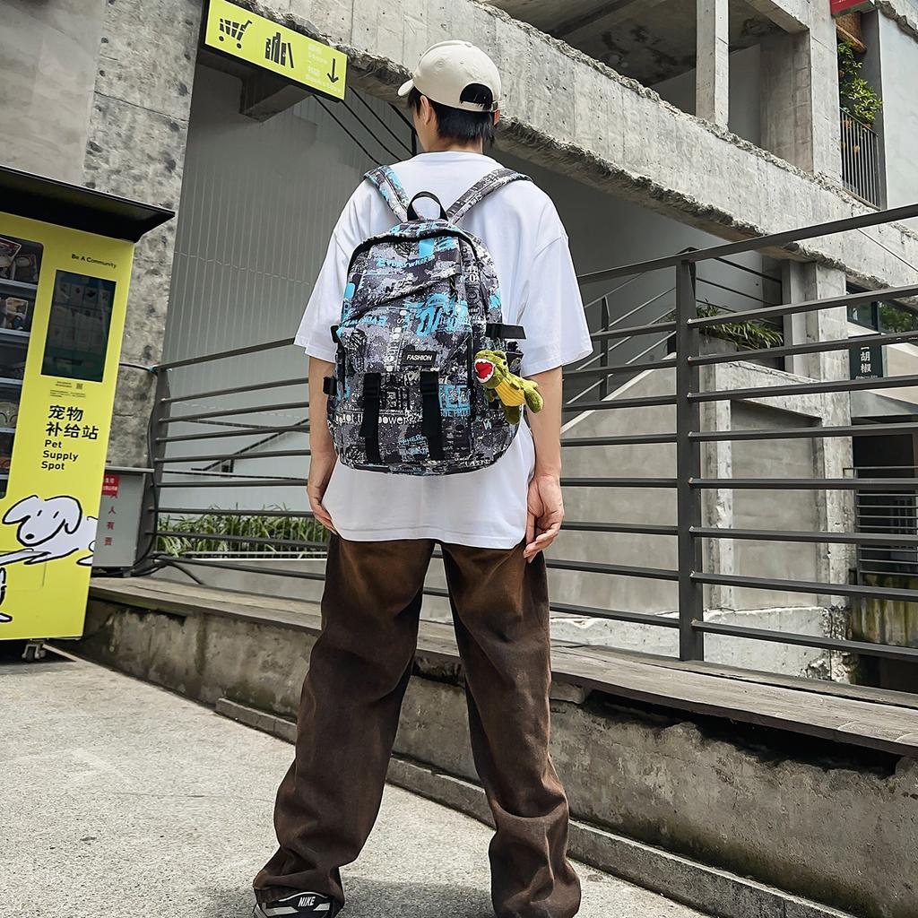 Zaino Scolastico Nuovo Zaino da Uomo ins alla Moda Cool Grande Capacità Zaino con Graffiti da Uomo Casual Studente Universitario Zaino Scolastico Studente Scuola Media Maschio