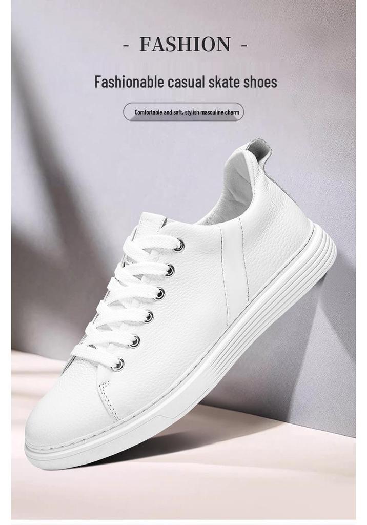 Men's Genuine Leather Retro White Cowhide Sneakers