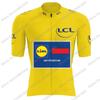 Tým Lidl Cyklistický dres Set Mistr světa Cyklistické oblečení Pánské Krátký rukáv Sestava Silniční kolo Dres Oblek Cyklistické kraťasy s laclem