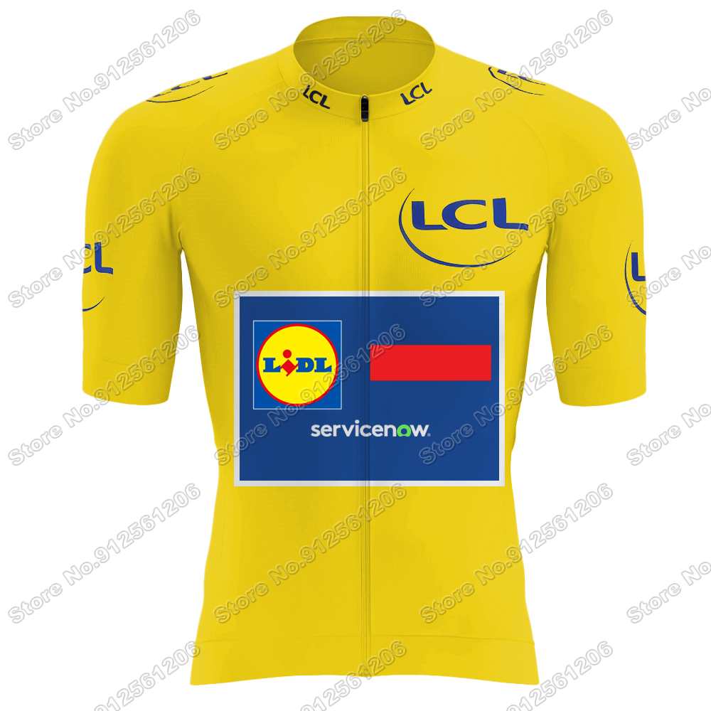 Tým Lidl Cyklistický dres Set Mistr světa Cyklistické oblečení Pánské Krátký rukáv Sestava Silniční kolo Dres Oblek Cyklistické kraťasy s laclem