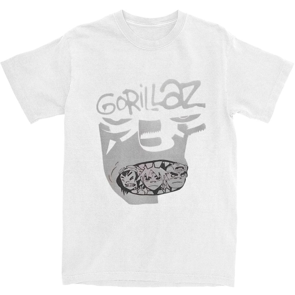 Mens 2D Printed T-Shirt Music Band Gorillaz T-Shirts Fashion Beach Tee Shirt Vintage Print Cotton Tops