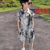 Boys' Hawaiian Floral Shirt & Shorts Set - Stylish Summer Beachwear for Kids
