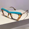 Retro Cat Eye Eyeglasses Frames Women Designer Luxury Metal Leg Computer Glasses Anti Blue Light Patchwork Fashion Eyewear