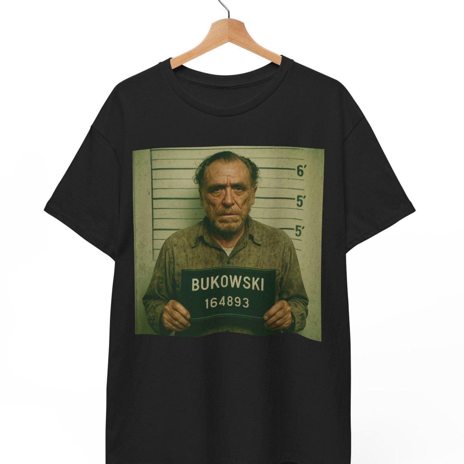 Charles Bukowski Mugshot T-Shirt: Funny Literary Humor Tee 2XL