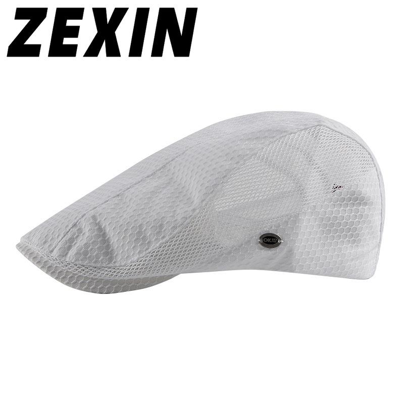 ZEXIN Mesh Beret Hat Men's Summer Outdoor Sunscreen Sun Hat Light Breathable Duck Tongue Cap Female Fashion Casual Cool Cap