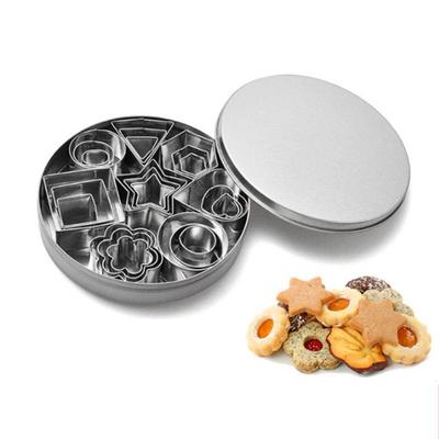 24Pcs Stainless Steel Mini Cookie Cutter Set Heart, Star, Flower, Geometric Shaped Baking Tools