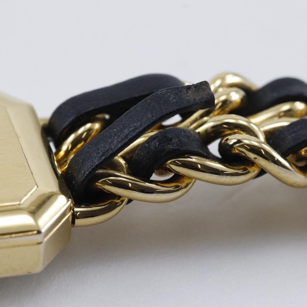 Chanel Premiere S Uhren H0001 schwarzes Zifferblatt Vergoldet/Leder Quarz Analoge Anzeige Damen Gebraucht