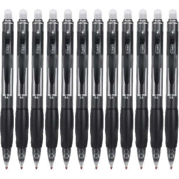 12pack Eraseable Pens, 0.5mm Click Fine Point Retractable Erasable Gel Pens Stationery Supplies for Writing Completing Sudoku Crossword Puzzles