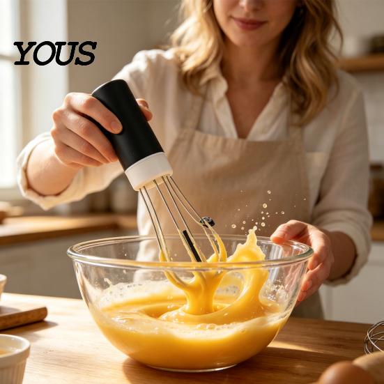 Cooking Helper for Mothers Automatic Hands Free Kitchen Mixer, 3 Speed Settings Battery Operated Accessory Gadget, Triangular Stable Base Cordless
