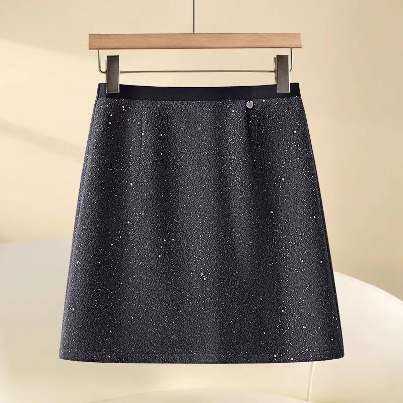 Autumn/Winter 2025 Women's Versatile High-Waisted Sequin A-Line Skirt