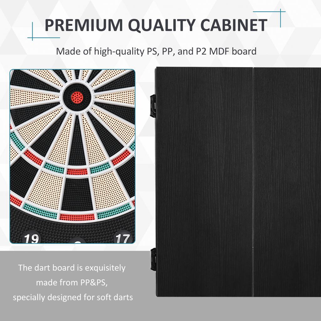 Electronic Dartboard Set, 27 Games Modes and 202 Variations, LED & 12 Soft Tip Darts and Cabinet to Storage