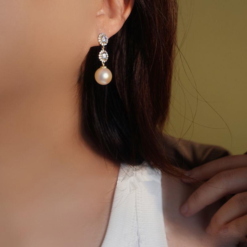 New Design Sweet Rhinestone Flower Stud Earrings For Women Elegant Imitation Pearl Crystal Zircon Earring Korean Party Zircon