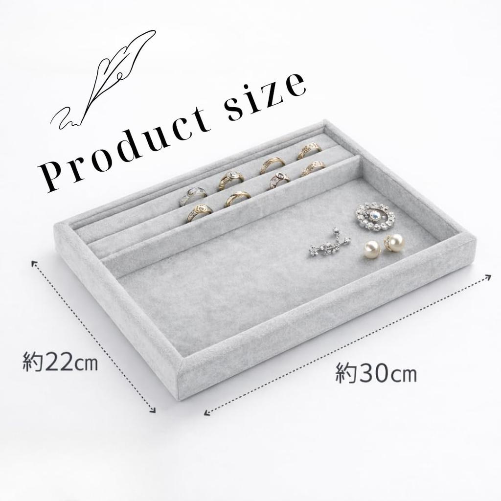 RegiPro b Accessory Tray Jewelry Tray with Ring Display 30 x 22 cm Velour-like / Groove, Tray, Black,