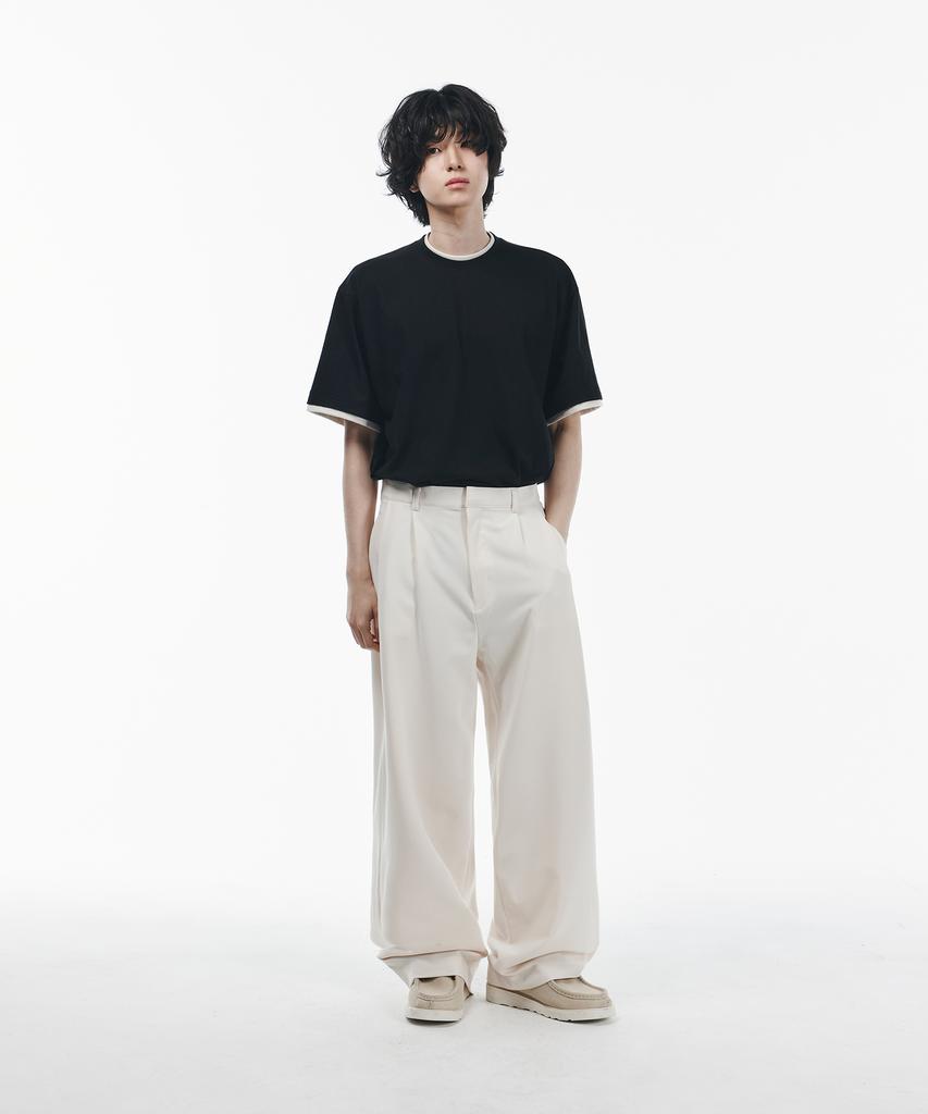 SIGNATURE [Summer Fabric Added] Double-Tuck Wide Slacks [Ivory]
