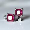 Natural Ruby Pink 7.35 Ct CERTIFIED 925 Sterling Silver Square Earring For Her