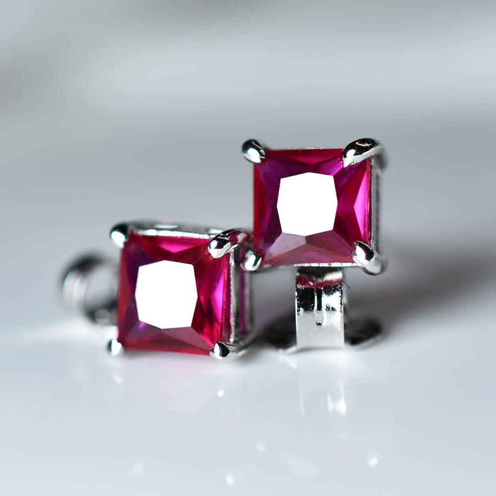Natural Ruby Pink 7.35 Ct CERTIFIED 925 Sterling Silver Square Earring For Her