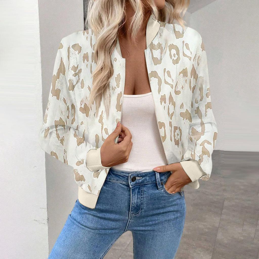 Women's Printed Patchwork Thin Fashion Jacket Casual Jacket Top