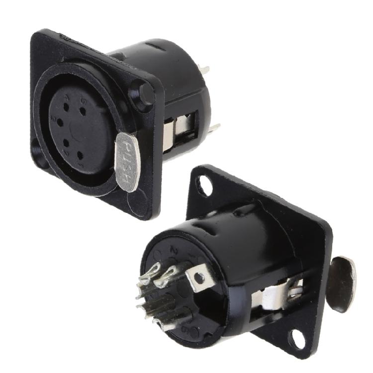 5-core XLR Connector Female Jack Socket Panel Mounted Type Square Shape Base