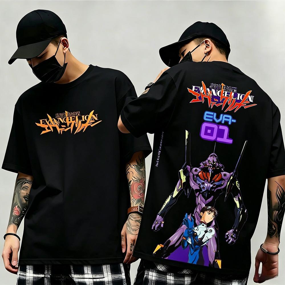 New for Summer 2026: Evangelion Urban Print Short Sleeve T-Shirt, Y2K Style, Suitable for Men and Women