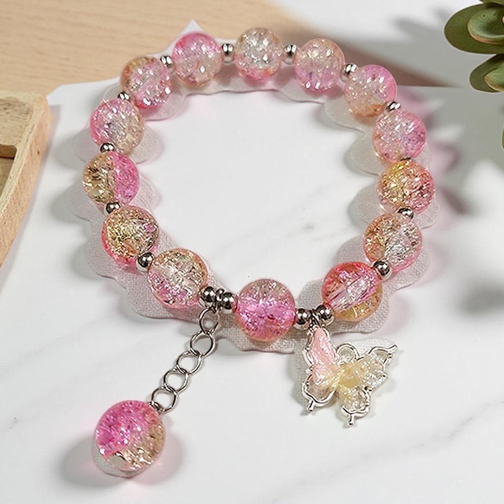 Butterfly Love Flower 10mm Handmade Beaded Bracelet - Original, Personalized, Exquisite Jewelry Gift for Friends and Newcomers
