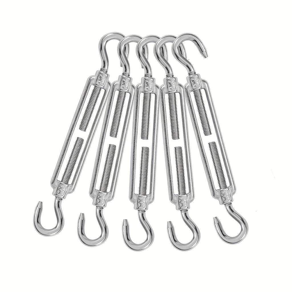 5PCS Stainless Steel 304 OC Type Turnbuckle Hook And Hook CC Type Wire Rope Tension Heavy Duty For Sun Shade Sail Cable Railing