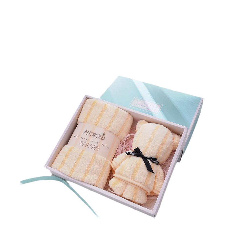Bear Towel Pack Universal Household Absorbent Towel Birthday Gift Face Towel Striped Solid Color Face Towel