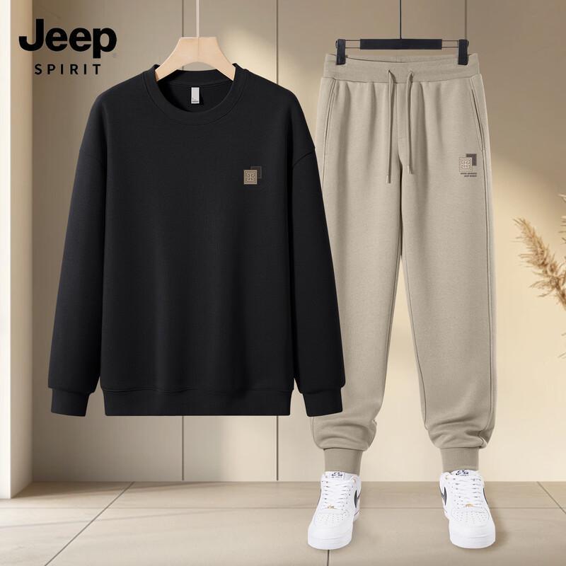 JEEP SPIRIT Men's 2025 Casual Round Neck Sweatshirt & Joggers Set