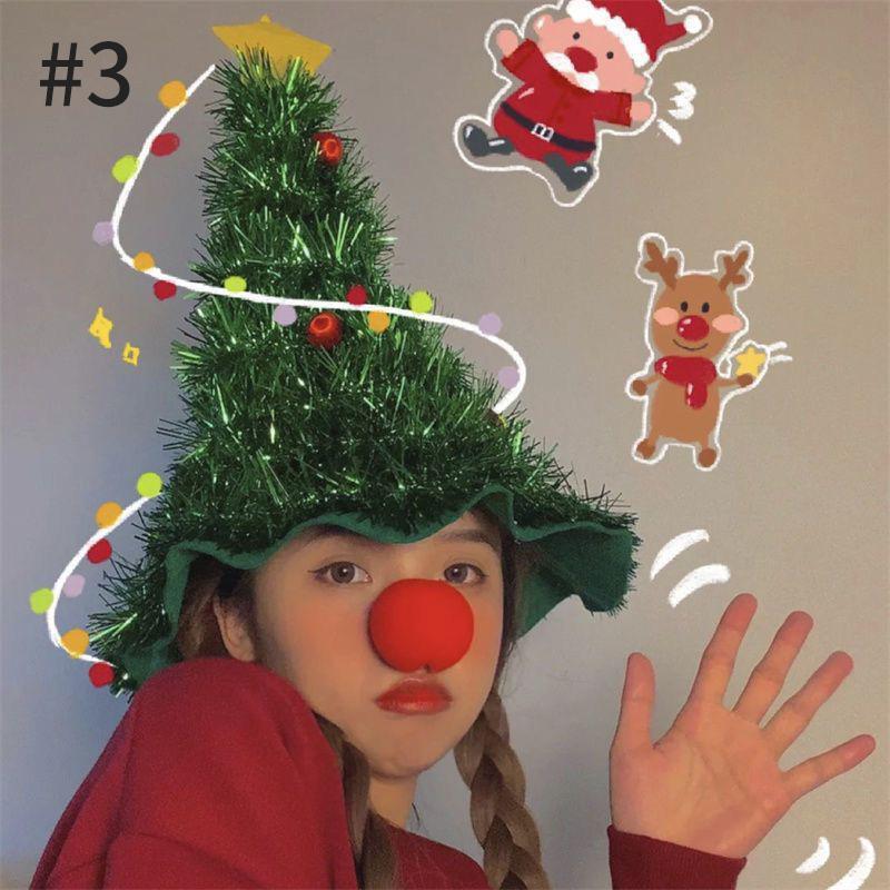 Christmas Tree Headband Clown Christmas Santa Claus Cosplay Girls Taking Photos Christmas Tree Hats Shooting Props Xmas Props