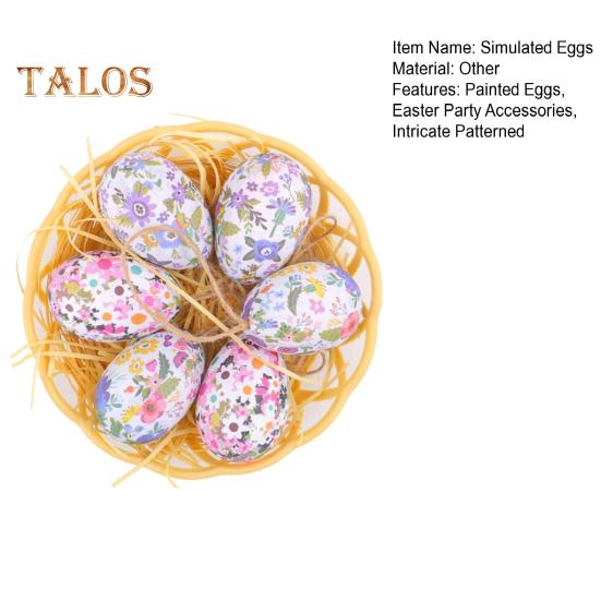 6 buc. Ouă de Paște simulate Ou pictat cu frânghie Decorație pentru agățat Ornamente de ouă de Paște artificiale cu coș pentru sărbătorile de primăvară Accesorii pentru petreceri