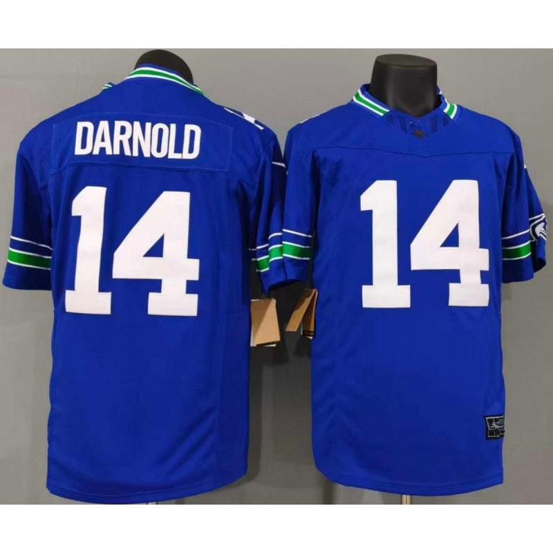 Mens Seattle Seahawks 14 Darnold Blue NFL Football Jersey Third Generation Embroidered Official Style