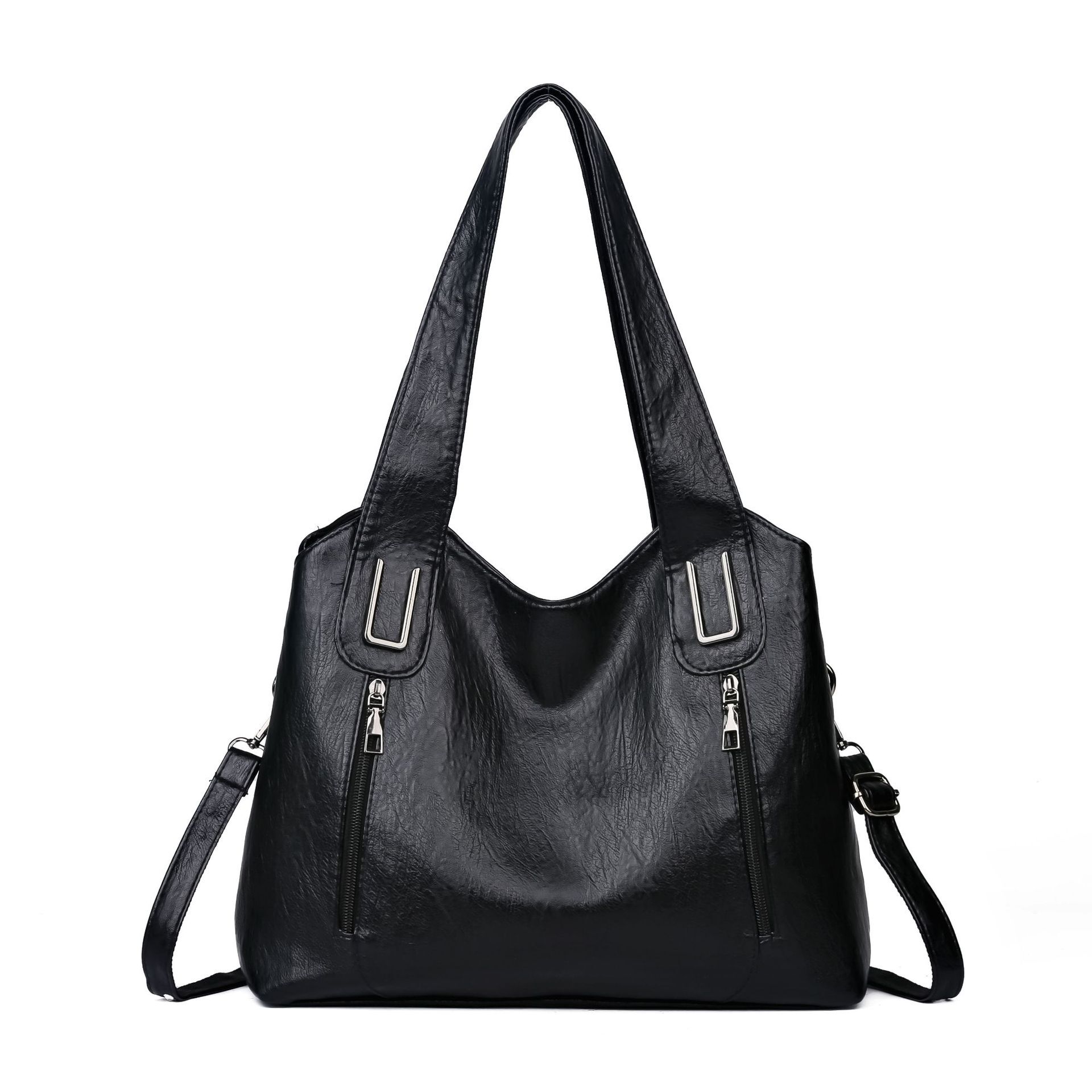 

Large Capacity Tote Shoulder Crossbody Bag Women 2026 Fashi Versatile Casual Top Handle Handbag чёрный
