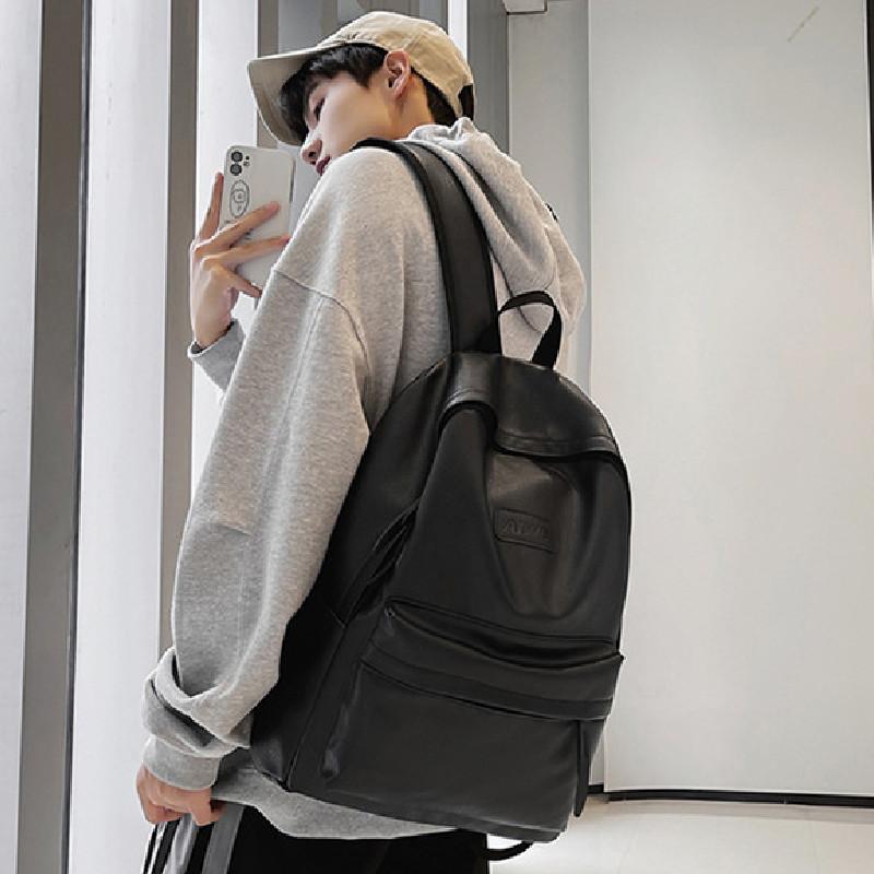 Letter Pattern Aiwe Leather Backpack Solid Color Schoolbag Gifts Breathable