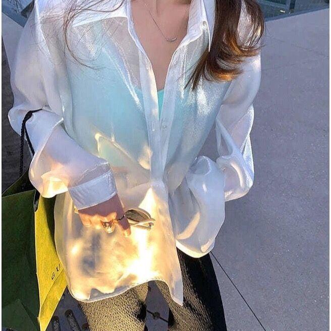 Sunscreen Clothes Diamond Chiffon Women's Summer Thin Long Sleeved Shirt Jacket