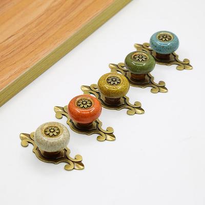 Mode Pull Griff Keramik Knopf Tür Metall Vintage Blume Tür Schrank Schrank Kleiderschrank Schublade Möbel Dekor