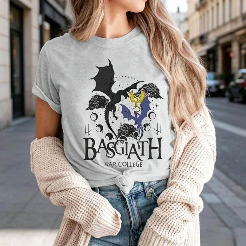 Fourth Wing Basgiath War College Dragon Rider T Shirt Unisex Unisex Fantasy Book Lover Graphic Tee Casual Short Sleeve Tops Cotton