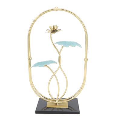 Adorno de Mesa Estilo Nórdico Innovador Artesanía de Hierro Metal Decoración para Mueble de TV Flor de Loto