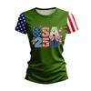 Blusa Feminina da Moda Casual de Manga Curta com Estampa e Gola Redonda