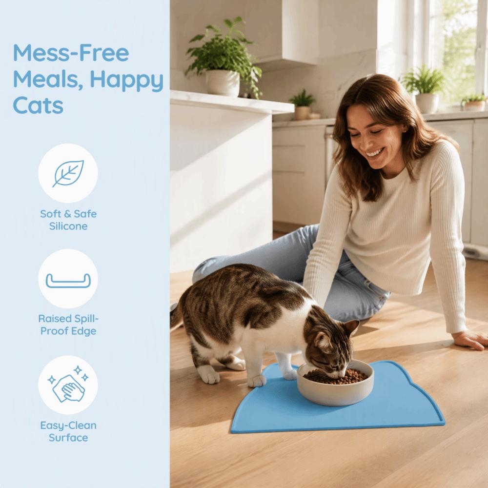 Soft Anti Slip Silicone Pet Food Mat Spill Proof Feeding Mat Convenient Cat Bowl Mat Indoor Floor