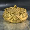 Pure brass dragon and phoenix with lid, treasure bowl ashtray, home living room office decoration