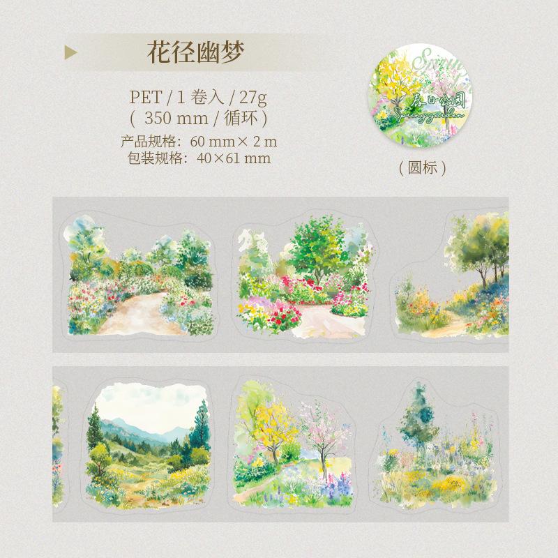 1/60mm*2m Spring garden PET tape decorative landscaping die-cut hand ledger material pasting Aesthetic sticker tag