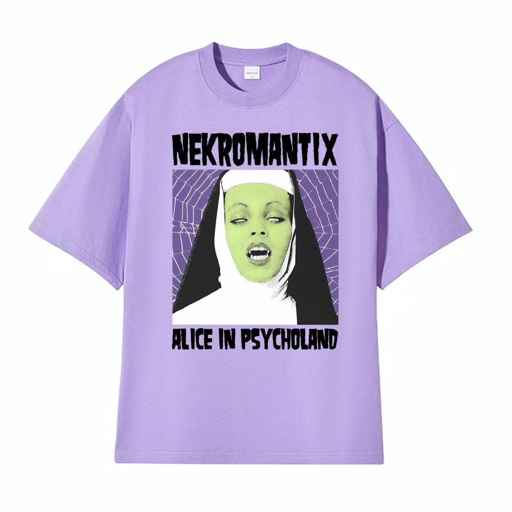 NekroUnisextix Alce in Psycholand Horrorpunk Tshirts for Unisex Fashion Gothic High Street Tshirt 100 Cotton Oversized Cozy T Shirt