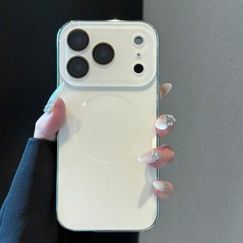 Luxury Original Crystal Camera For Magsafe Case for iPhone 17 16 15 14 13 Pro Max Candy AG Matte+Plating Soft Magnetic Cover